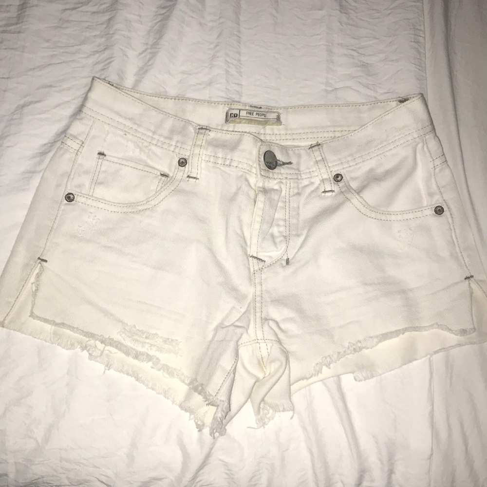 Free People High Waist White Denim Shorts Size 24